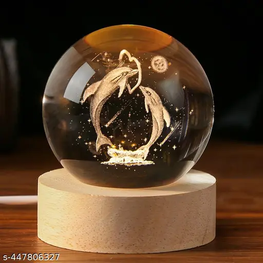 3D Laser Engraved Decorative Glass Ball (Dolphin)